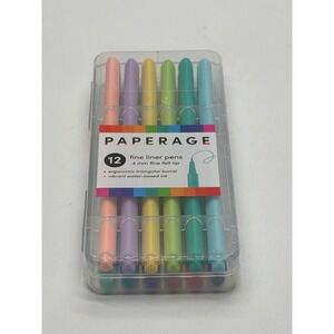 Paperage 12 Count Fine Liner Pens .4mm Felt Tip Triangular Barrel Assorted Color